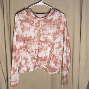 pink white tie dye long sleeved shirt